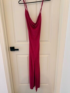 Lena Fuchsia Cowl-Neck Maxi Slip Dress